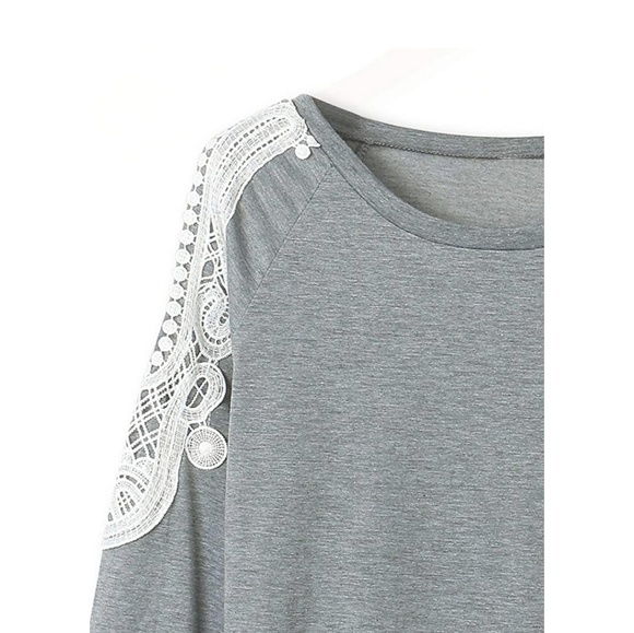 HELEN Cold Shoulder Gray Long Sleeve Sweater Top - Picture 6 of 6